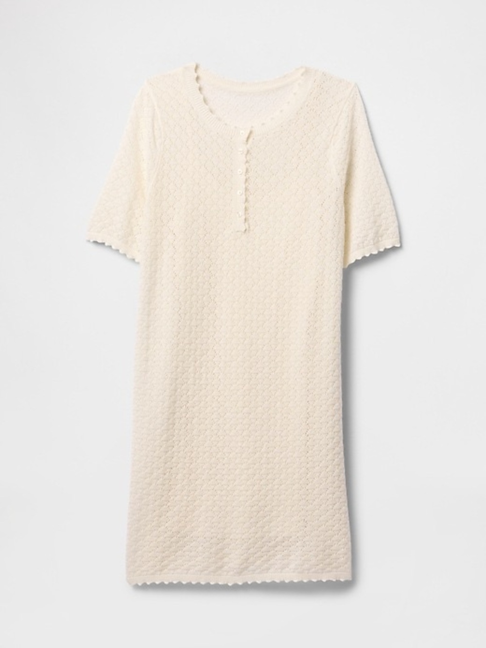 Gap Linen Blend Pointelle Dress Ivory Size Small